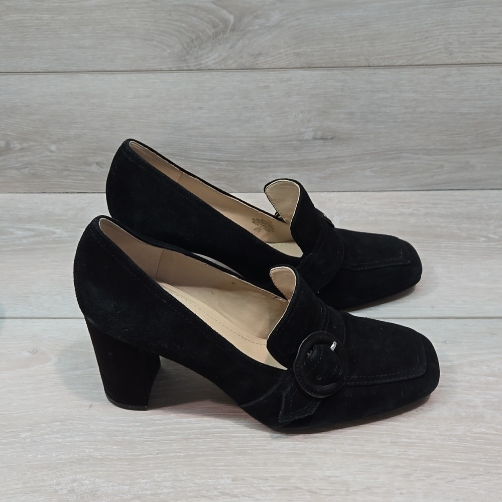 Marc Fisher Women Garlan Leather Square Toe Heels Sandals shoes sz 8.5M - Picture 2 of 12